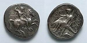 Stater: Nude Warrior on Horseback (obverse); Taras (reverse) by Unknown Artist