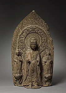 Stele with Sakyamuni and Bodhisattvas by Unknown Artist