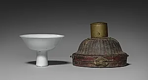 Stem Cup with Buddhist Emblems: Shufu Ware by Unknown Artist