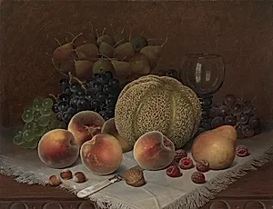 Still Life with Cantaloupe by William Mason Brown (American, 1828–1898)