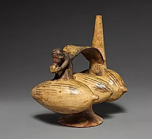 Stirrup Jar with Monkey and Three Fruits by Unknown Artist