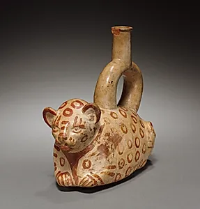 Stirrup Spouted Vessel of Feline Form by Unknown Artist