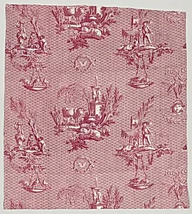 Strip of Copperplate Printed Cotton with "L'Oiseleur" Design by Jean-Baptiste Marie Hüet (French, 1745–1811)