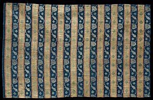 Striped Brocade with Flowering Vine by Unknown Artist