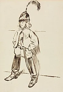 Study of a Child in Helmet and Boots by Charles Samuel Keene (British, 1823–1891)