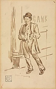 Study of a Drunken Man Passing a Bank by Charles Samuel Keene (British, 1823–1891)