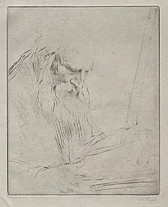 Study of a Man Reading by Alphonse Legros (French, 1837–1911)