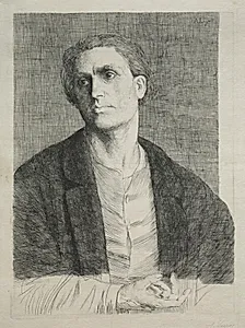 Study of a Man's Head by Alphonse Legros (French, 1837–1911)