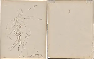 Study of Apollo for Marsyas (recto); Face in Profile (verso) by Paul Baudry (French, 1828–1886)