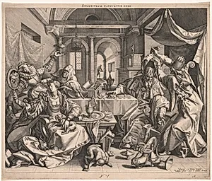 Stultitiam patiuntur opes (Wealth permits Stupidity), or, Allegory of Wealth, Lust, and Stupidity by Raphael Sadeler (Flemish, 1560/61–1628/32)