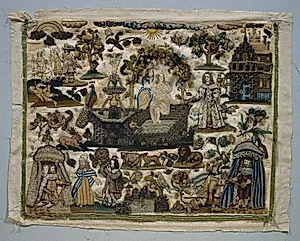 Stumpwork Panel: Story of David and Bathsheba by Unknown Artist