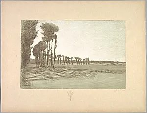 Suite de Paysages: Landscape,  Plate 5, Remarque, Three Stalks of Wheat by Charles Marie Dulac (French, 1865–1898)