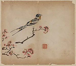 Swallow on Flowering Peach Branch by Unknown Artist