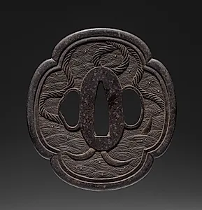 Sword Guard (Tsuba) with Anchor in Waves by Unknown Artist