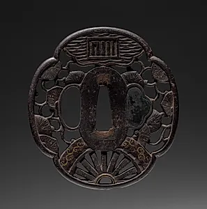 Sword Guard (Tsuba) with Aoi (Heartvine) Chapter of The Tale of Genji by Unknown Artist