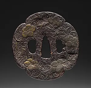 Sword Guard (Tsuba) with Camellia (Tsubaki) by Unknown Artist