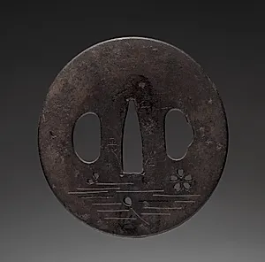 Sword Guard (Tsuba) with Cherry Blossoms by Unknown Artist
