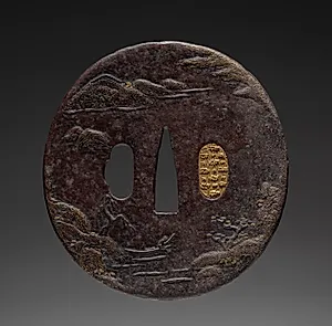 Sword Guard (Tsuba) with Chinese Landscape by Unknown Artist