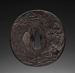 Sword Guard (Tsuba) with Chinese Landscape by Unknown Artist