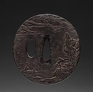 Sword Guard (Tsuba) with Chinese Landscape by Unknown Artist