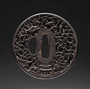 Sword Guard (Tsuba) with Dragon and Palace by Unknown Artist