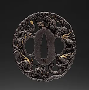 Sword Guard (Tsuba) with Dragons by Unknown Artist