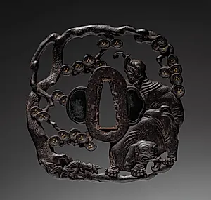 Sword Guard (Tsuba) with Elephant in Pine by Unknown Artist