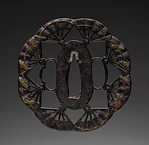 Sword Guard (Tsuba) with Fans by Unknown Artist