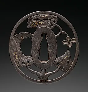 Sword Guard (Tsuba) with Flowering Vine