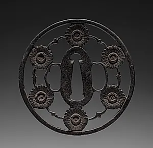 Sword Guard (Tsuba) with Flowers by Unknown Artist