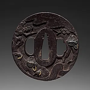 Sword Guard (Tsuba) with Hanshan and Shide by Unknown Artist