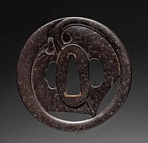 Sword Guard (Tsuba) with Hollyhock by Unknown Artist