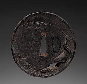 Sword Guard (Tsuba) with House and Rice Harvest by Unknown Artist