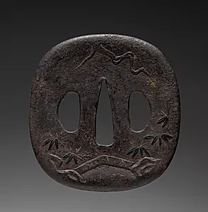 Sword Guard (Tsuba) with Landscape by Unknown Artist