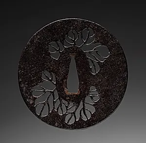 Sword Guard (Tsuba) with Leaves by Unknown Artist