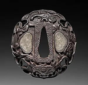 Sword Guard (Tsuba) with Lions in Peonies by Unknown Artist