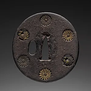 Sword Guard (Tsuba) with Tortoises and Chrysanthemums by Unknown Artist