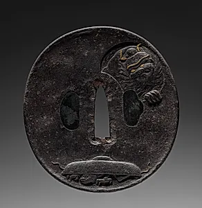 Sword Guard (Tsuba) with Zhong Kui (Shoki) the Demon Queller and Pine by Unknown Artist