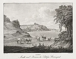 Syrmien, Markt und Ruinen des Schlosses Sharengrad
