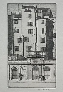 Tall Houses, Menton by Herbert Gordon Warlow (British, 1885–1942)