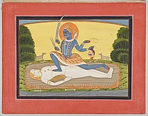 Tantric Devi on Shiva, from a Mandi Devi Series by Unknown Artist