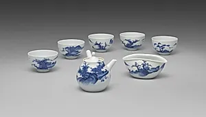 Tea Set with Chinese Landscapes by Seifū Yohei III (Japanese, 1851–1914)