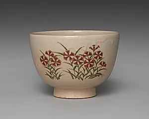 Teabowl with Pinks by Seifū Yohei III (Japanese, 1851–1914)