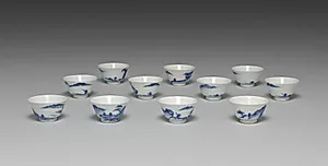 Teacups with Chinese Landscapes by Seifū Yohei IV (Japanese, 1872–1951)