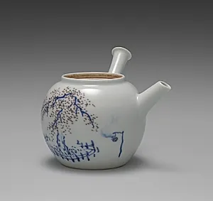 Teapot with Cherry at Night in Gion by Seifū Yohei III (Japanese, 1851–1914)