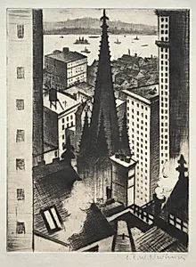 Temple of New York by Christopher Nevinson (British, 1889–1946)