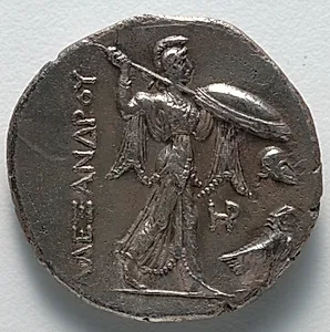 Tetradrachm: Athena Promachos, advancing right holding spear and shield; helmet and eagle right (reverse) by Unknown Artist