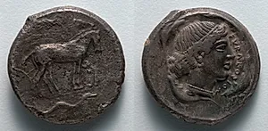 Tetradrachm: Quadriga (obverse); Head of Arethousa (reverse) by Unknown Artist