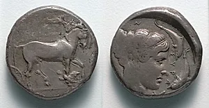 Tetradrachm: Quadriga (obverse); Head of Arethousa (reverse) by Unknown Artist