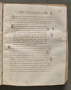 Text, folio 214 (recto), from a Gospel Book with Commentaries by Unknown Artist